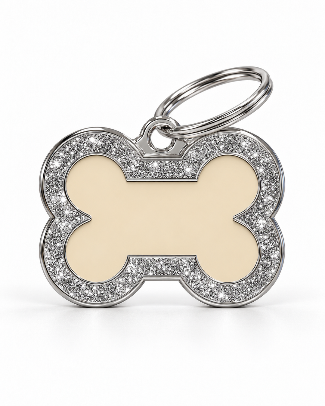TAGiDOG Bone Spark Cream ID Tag dog ID tag, front view on white