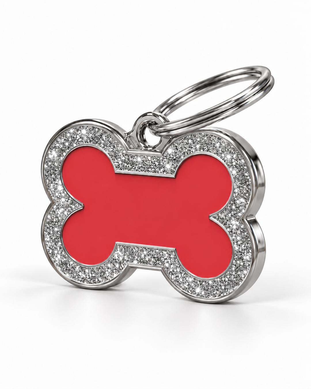 TAGiDOG Bone Spark Red ID Tag dog ID tag, angled view