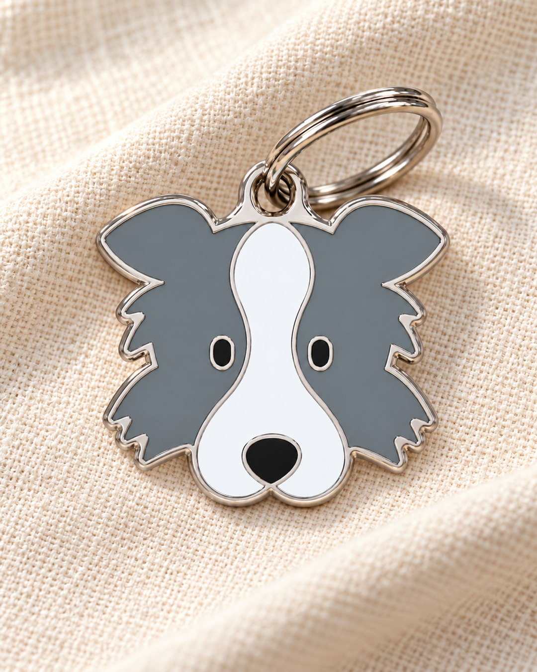 TAGiDOG Border Collie Dog ID Tag on light linen