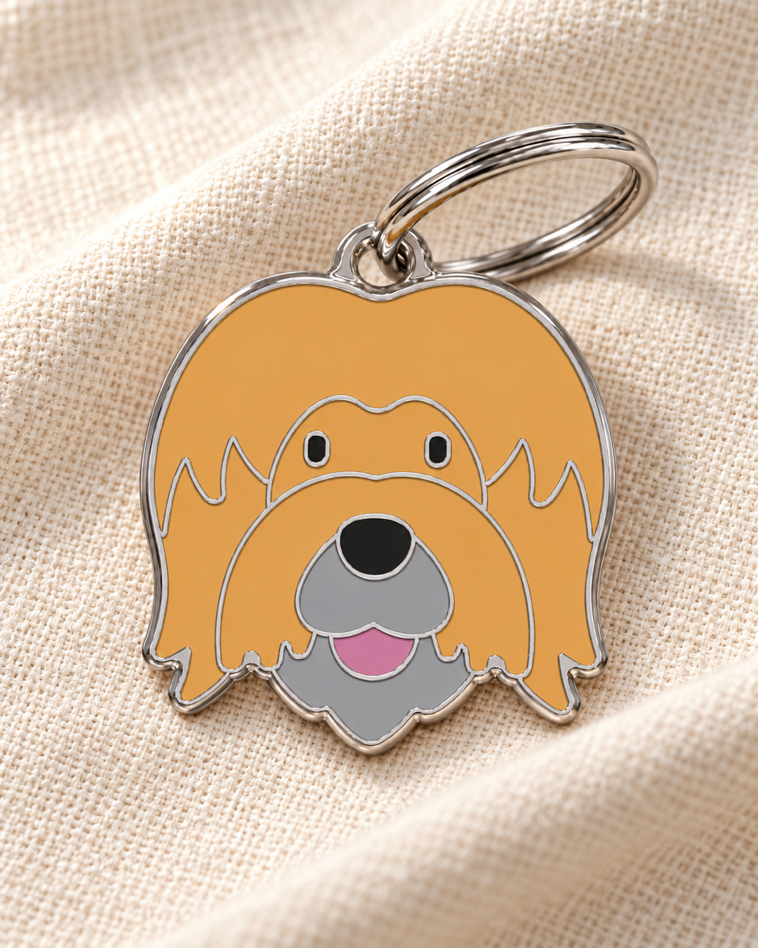 TAGiDOG Briard Dog ID Tag on light linen