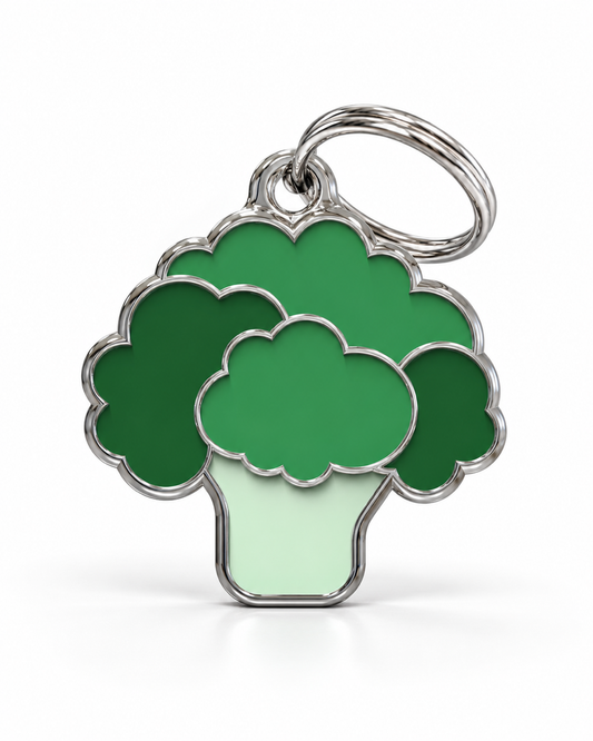 TAGiDOG Brocoli ID Tag dog ID tag, front view on white