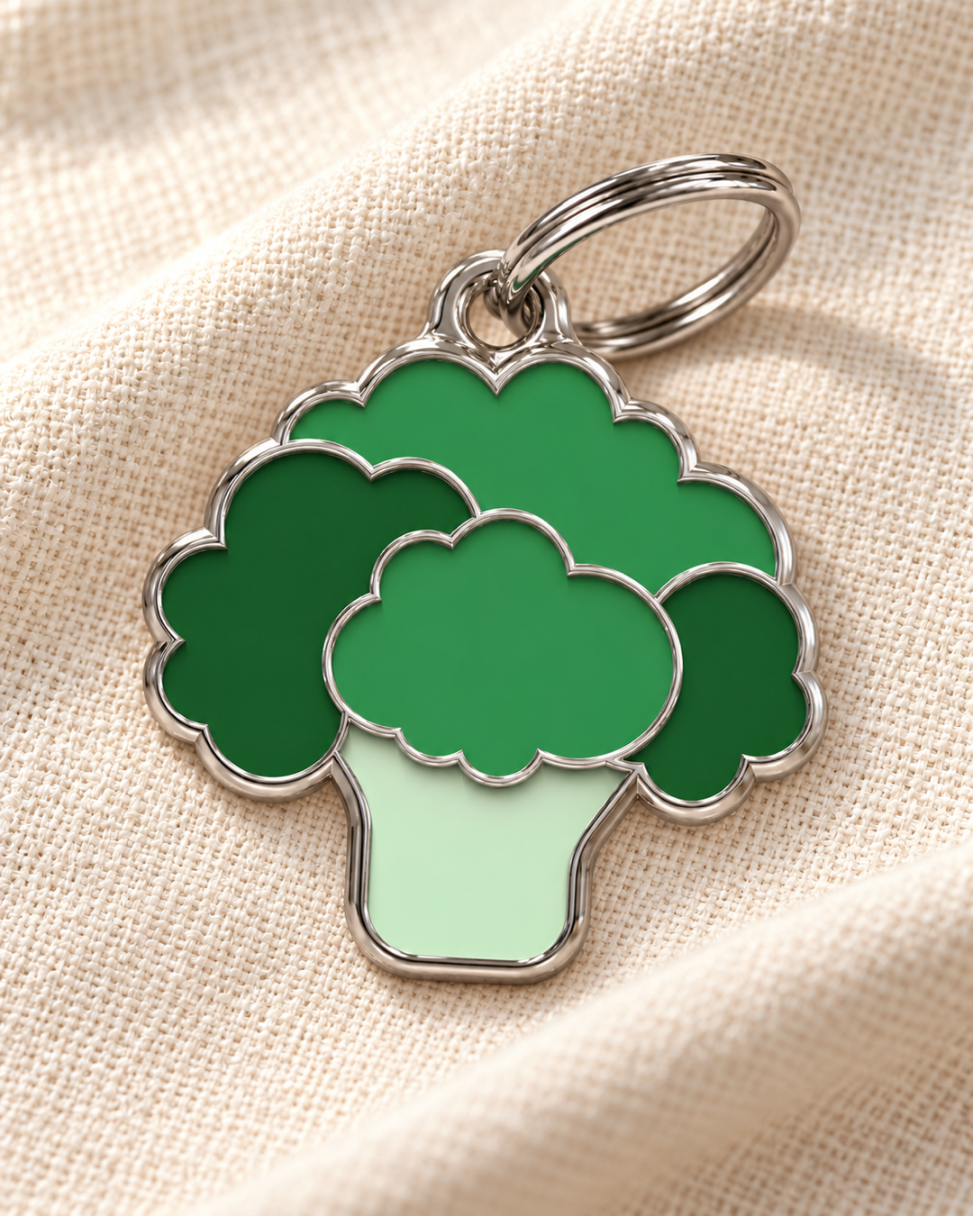 TAGiDOG Brocoli ID Tag dog ID tag on light linen