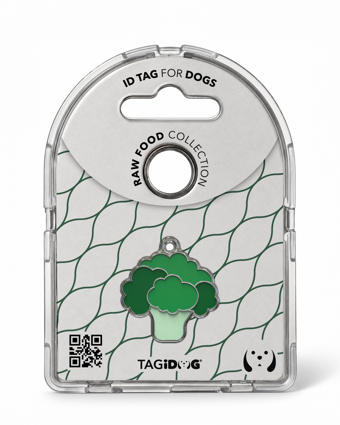 TAGiDOG Brocoli ID Tag in retail packaging