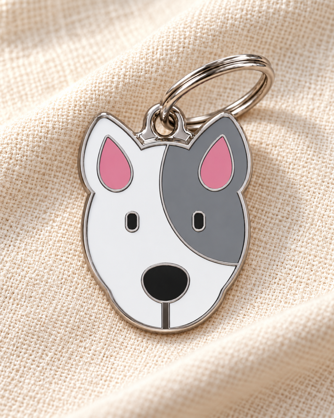 TAGiDOG Bull Terrier Dog ID Tag on light linen