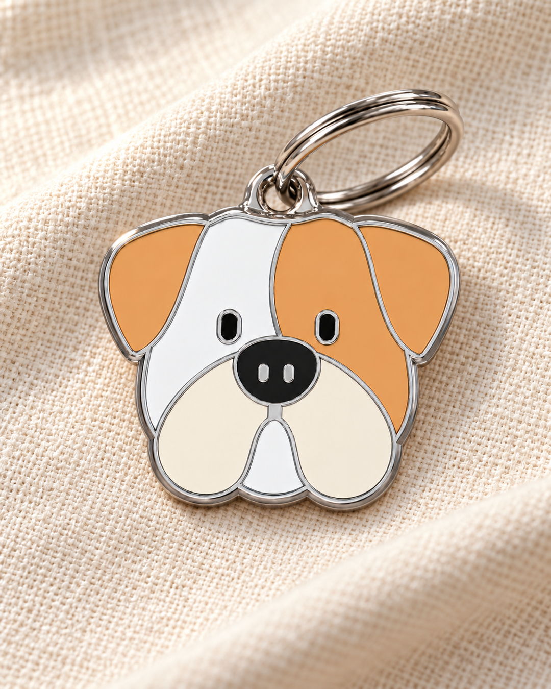 TAGiDOG Bulldog Dog ID Tag on light linen