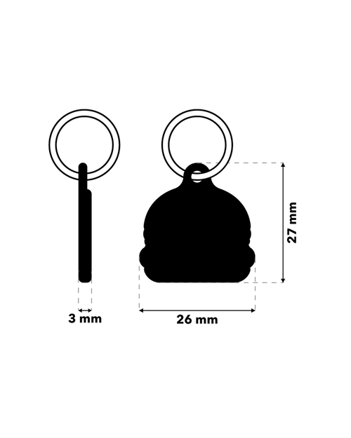 TAGiDOG Burger ID Tag ID tag dimensions, 26 mm wide and 27 mm high, 3 mm thickness