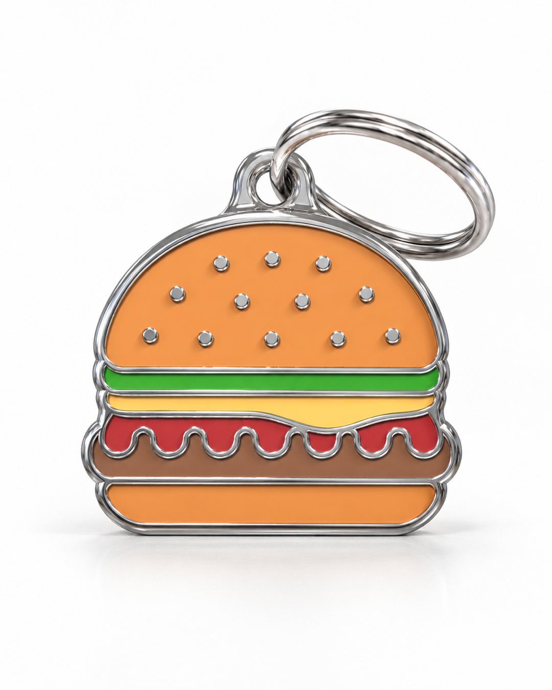 TAGiDOG Burger ID Tag dog ID tag, front view on white