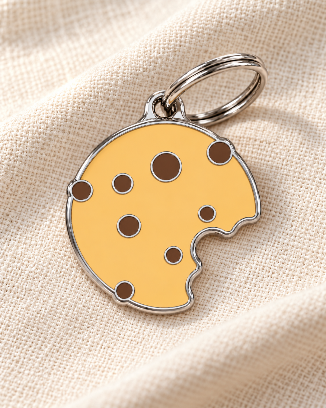 TAGiDOG Caramel Crunch Cookie ID Tag dog ID tag on light linen