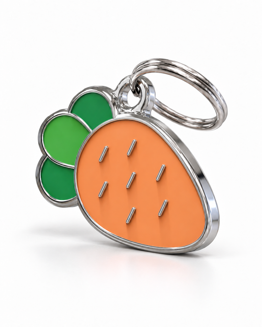 TAGiDOG Carrot ID Tag dog ID tag, angled view