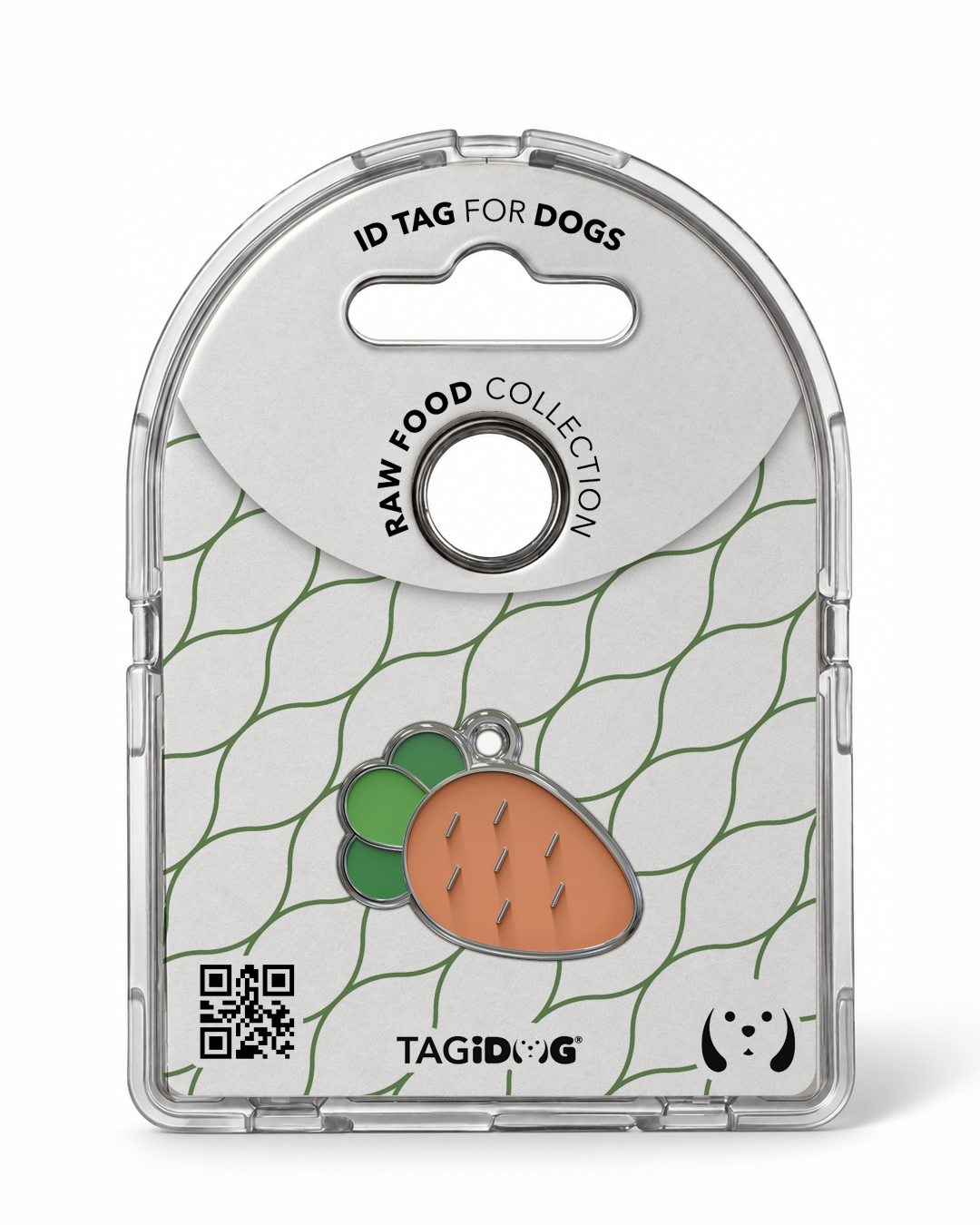 TAGiDOG Carrot ID Tag in retail packaging