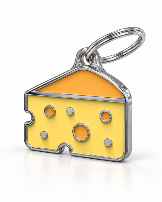 TAGiDOG Cheese ID Tag dog ID tag, angled view