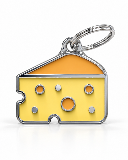 TAGiDOG Cheese ID Tag dog ID tag, front view on white