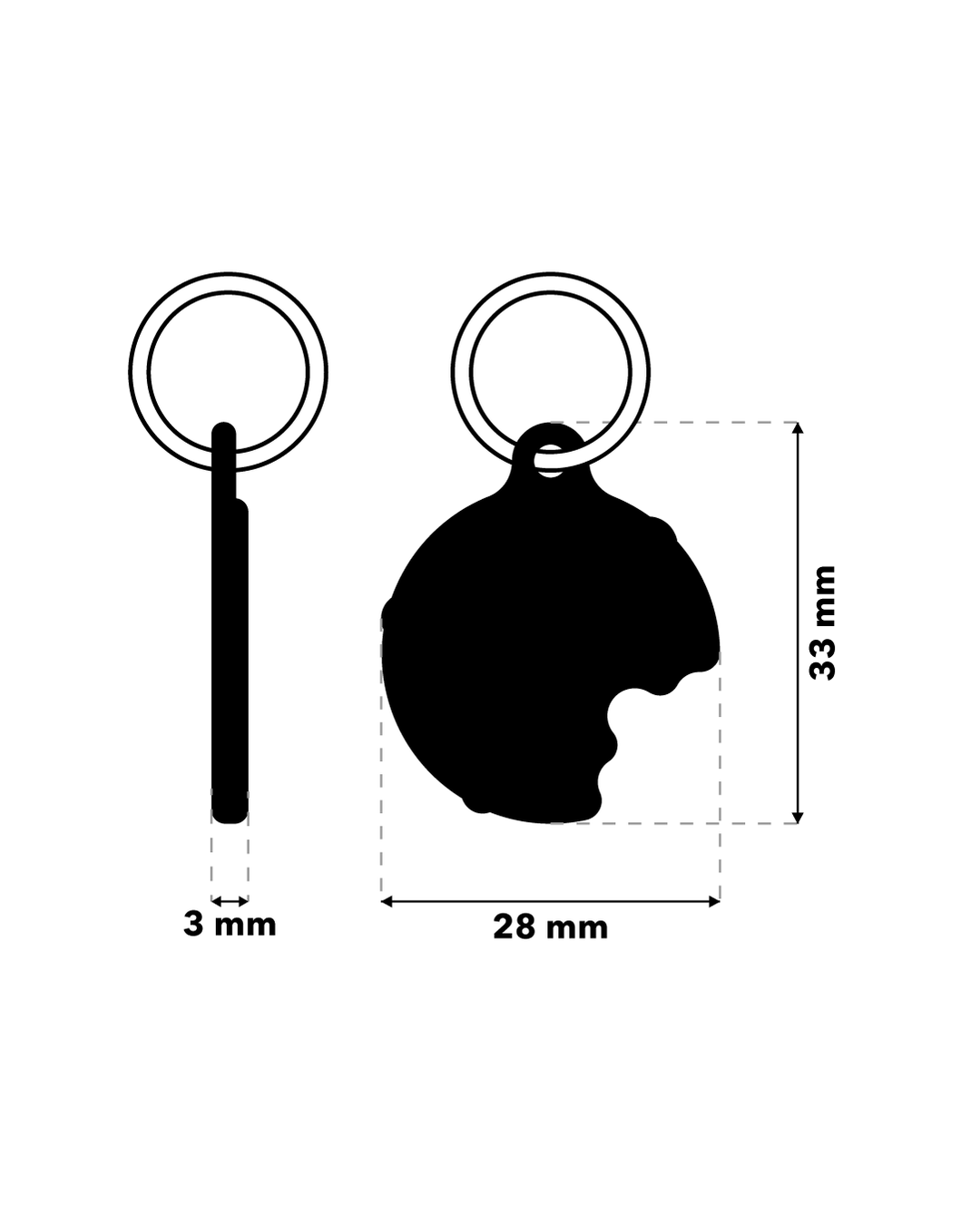 TAGiDOG Caramel Crunch Cookie ID Tag ID tag dimensions, 28 mm wide and 33 mm high, 3 mm thickness