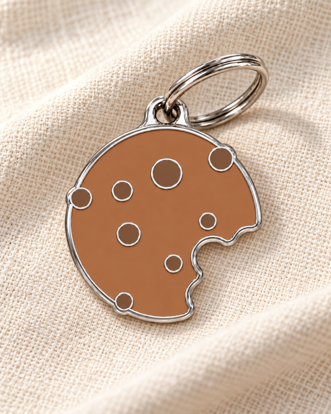 TAGiDOG Choco Chip Cookie ID Tag dog ID tag on light linen