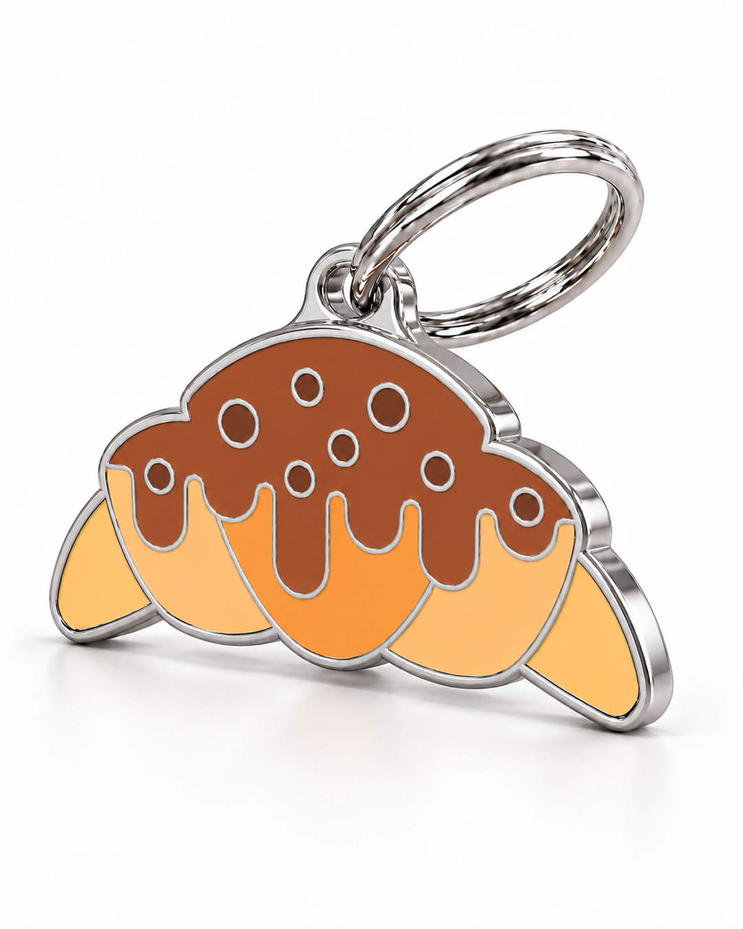 TAGiDOG Choco Drizzle Croissant ID Tag dog ID tag, angled view
