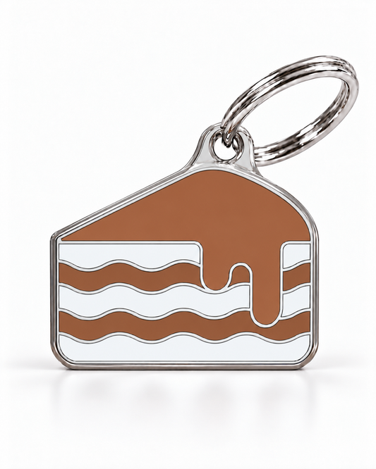 TAGiDOG Chocolate Cake ID Tag dog ID tag, front view on white