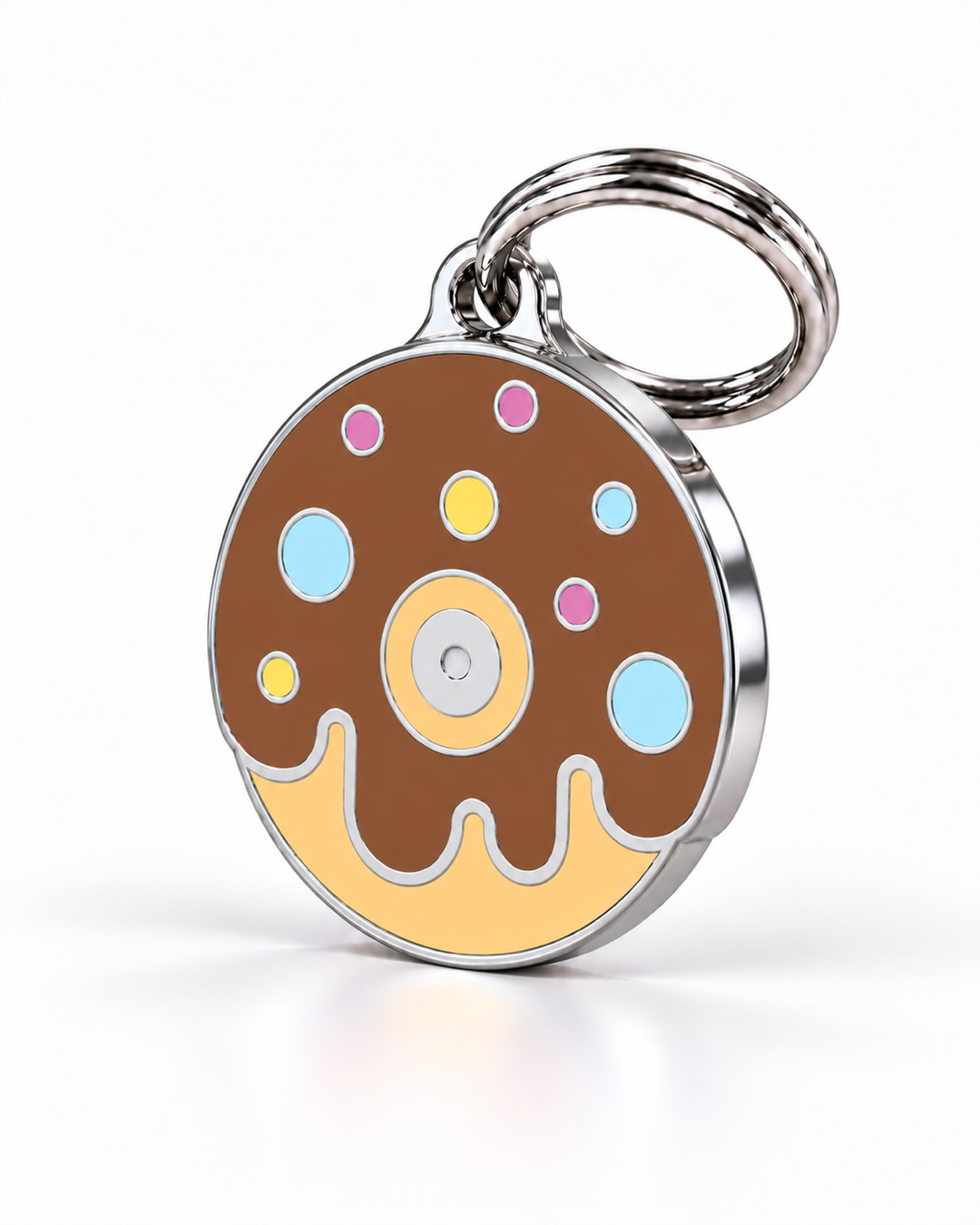 TAGiDOG Chocolate Donut ID Tag dog ID tag, angled view