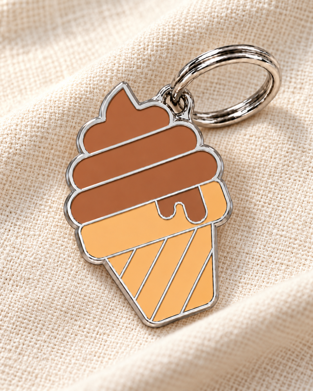 TAGiDOG Chocolate Ice Cream ID Tag dog ID tag on light linen