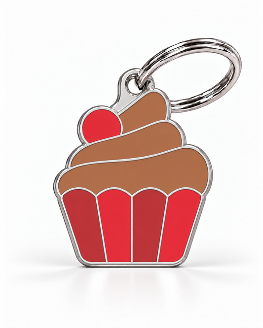 TAGiDOG Chocolate Sundae ID Tag dog ID tag, front view on white