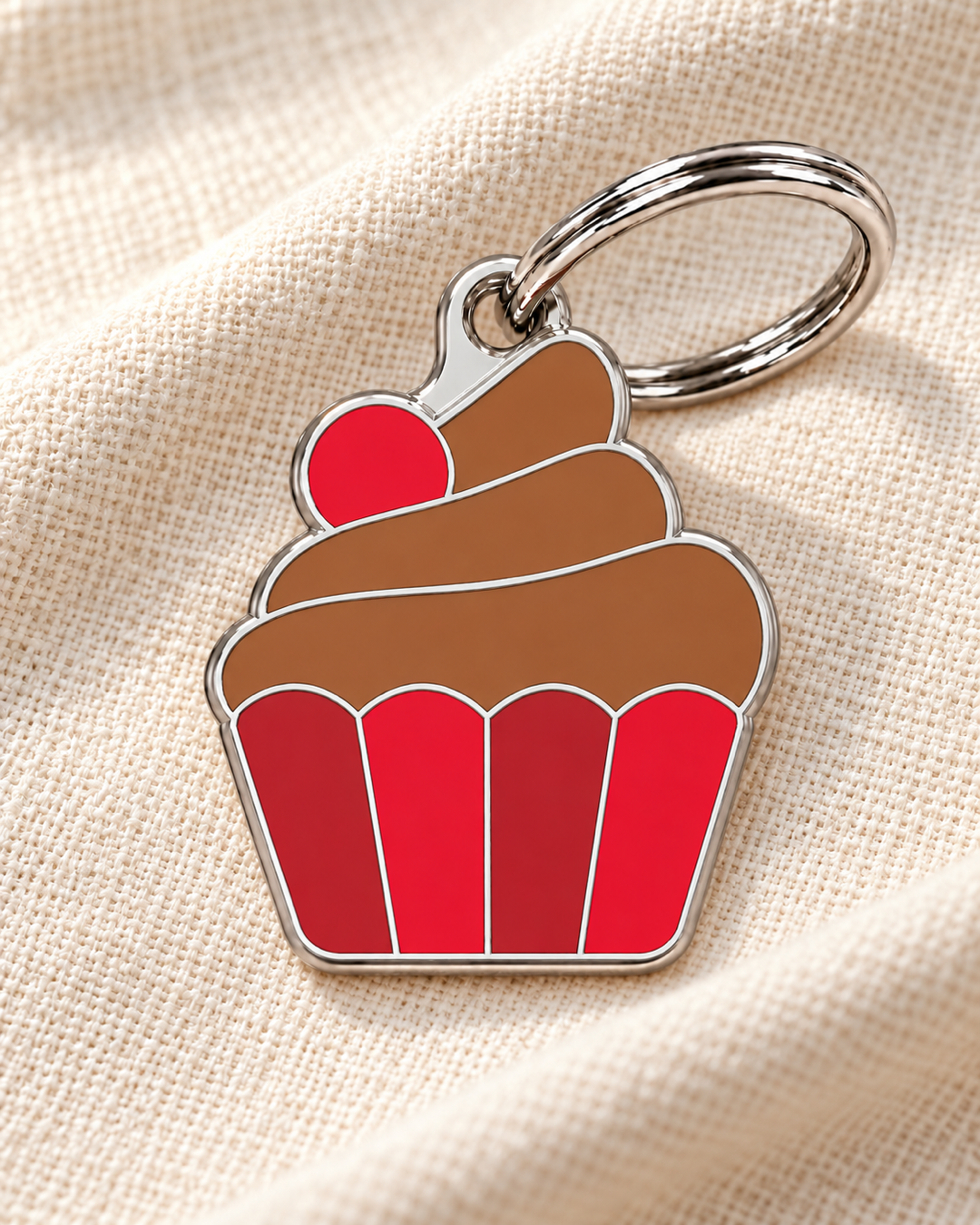 TAGiDOG Chocolate Sundae ID Tag dog ID tag on light linen