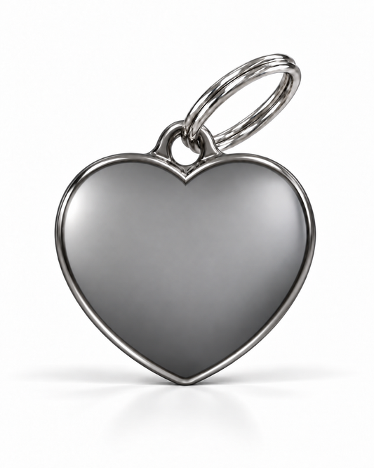 TAGiDOG Classic Fume Heart ID Tag, front view on white