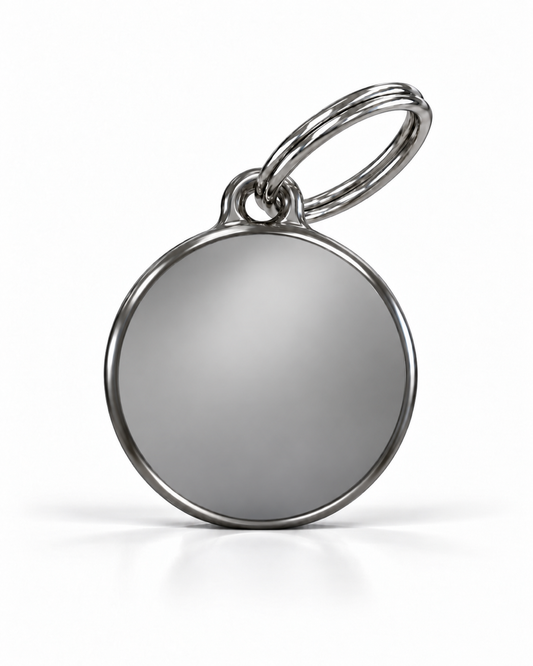 TAGiDOG Classic Fume Round ID Tag, front view on white