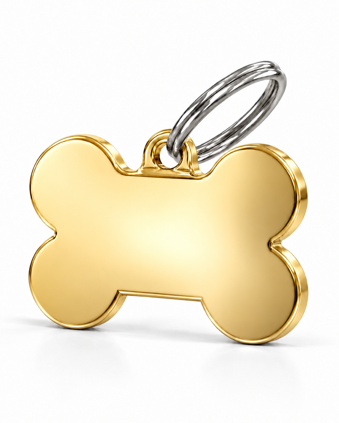 TAGiDOG Classic Gold Bone ID Tag Medium, angled view