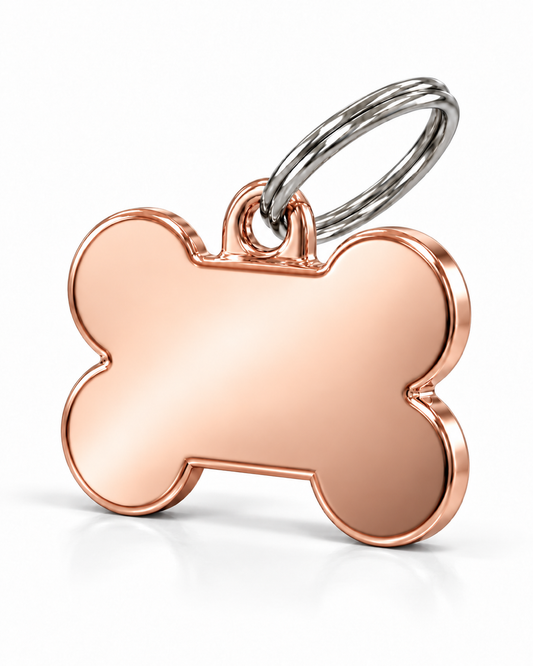 TAGiDOG Classic Rose Bone ID Tag Small, angled view
