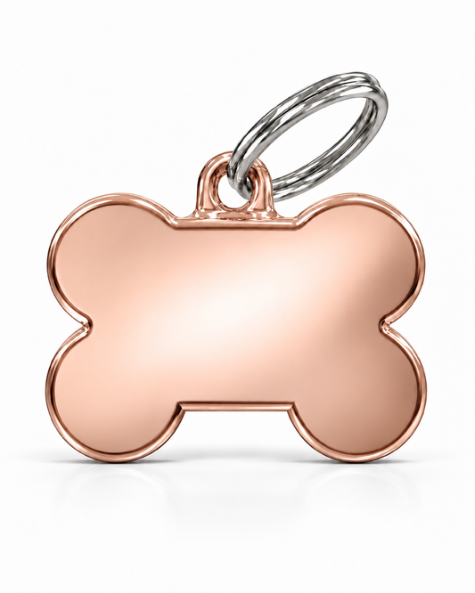 TAGiDOG Classic Rose Bone ID Tag Small, front view on white
