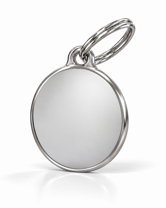TAGiDOG Classic Round ID Tag dog ID tag, angled view
