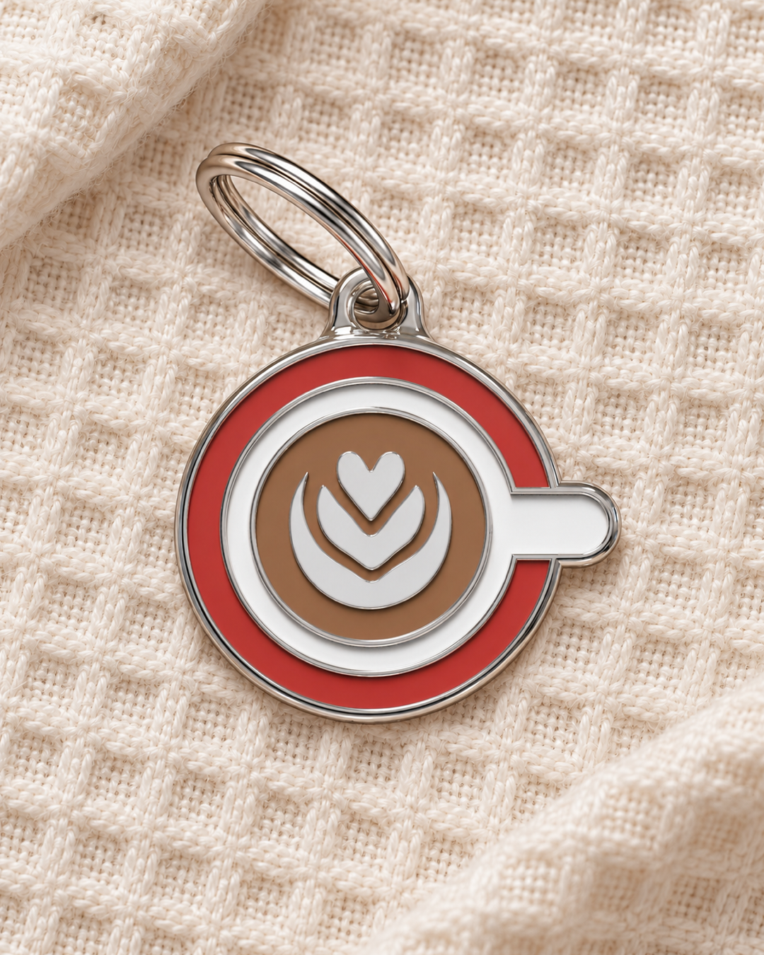 TAGiDOG Coffee ID Tag dog ID tag on light linen