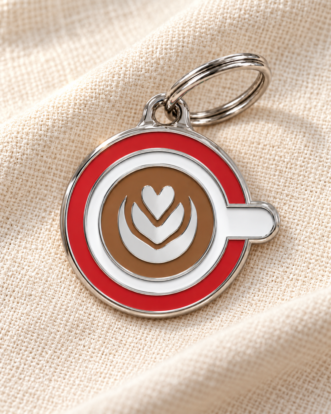 TAGiDOG Coffee ID Tag dog ID tag on light linen