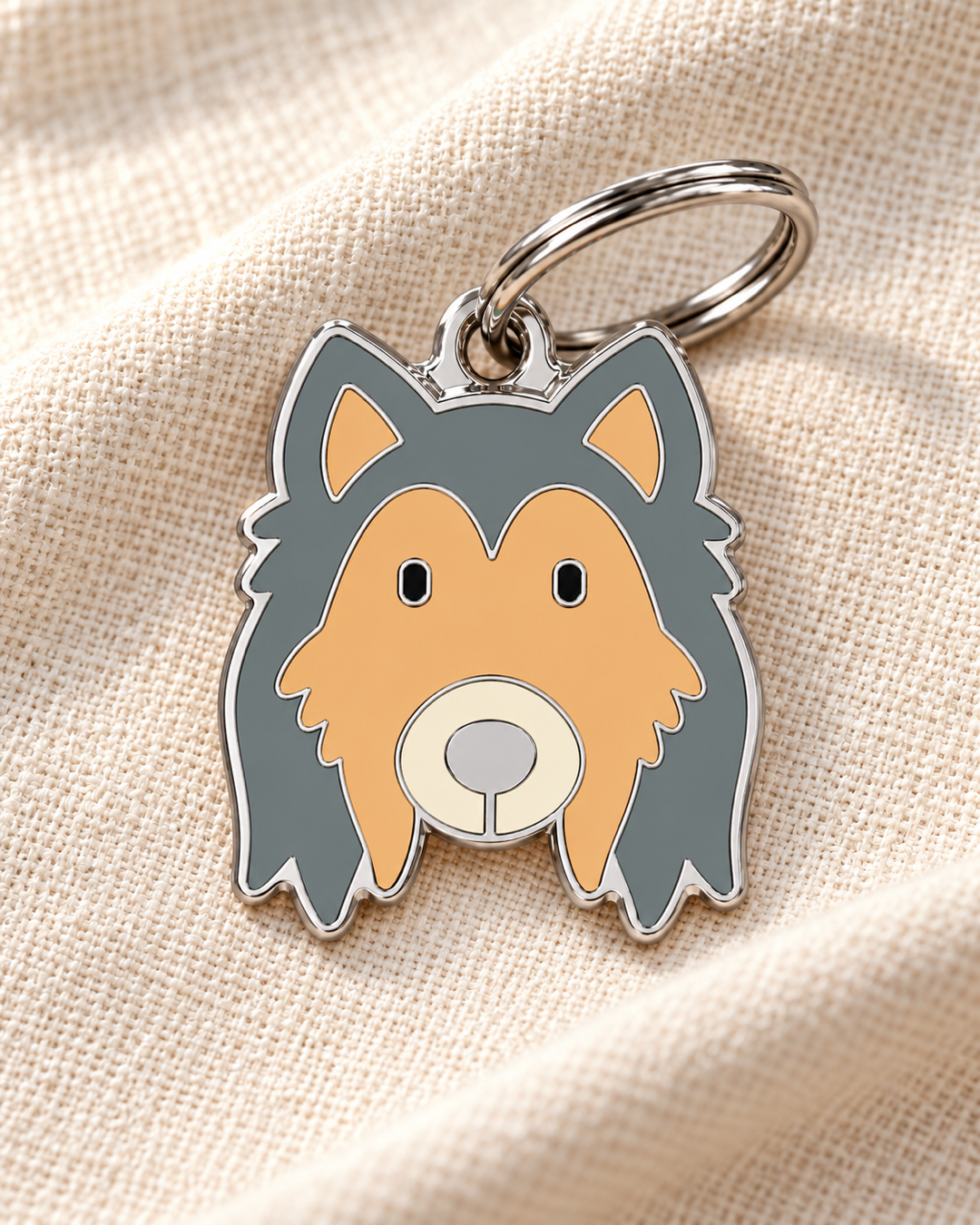 TAGiDOG Collie Dog ID Tag on light linen