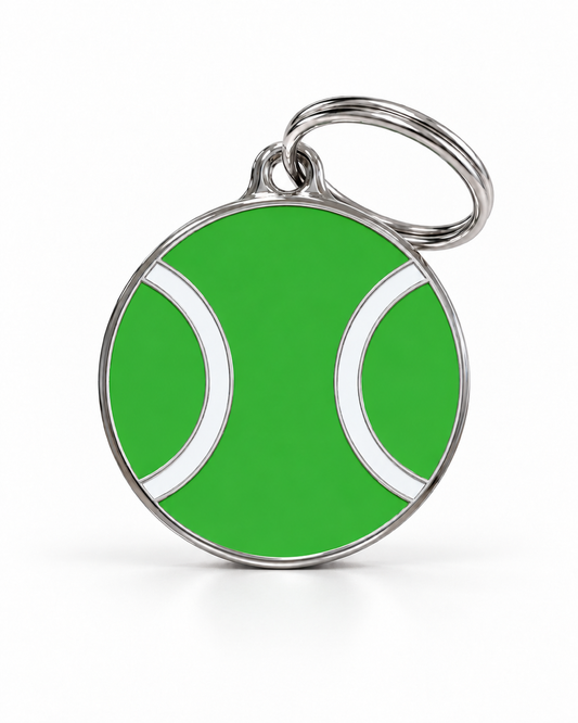 TAGiDOG Court Green Tennis ID Tag dog ID tag, front view on white