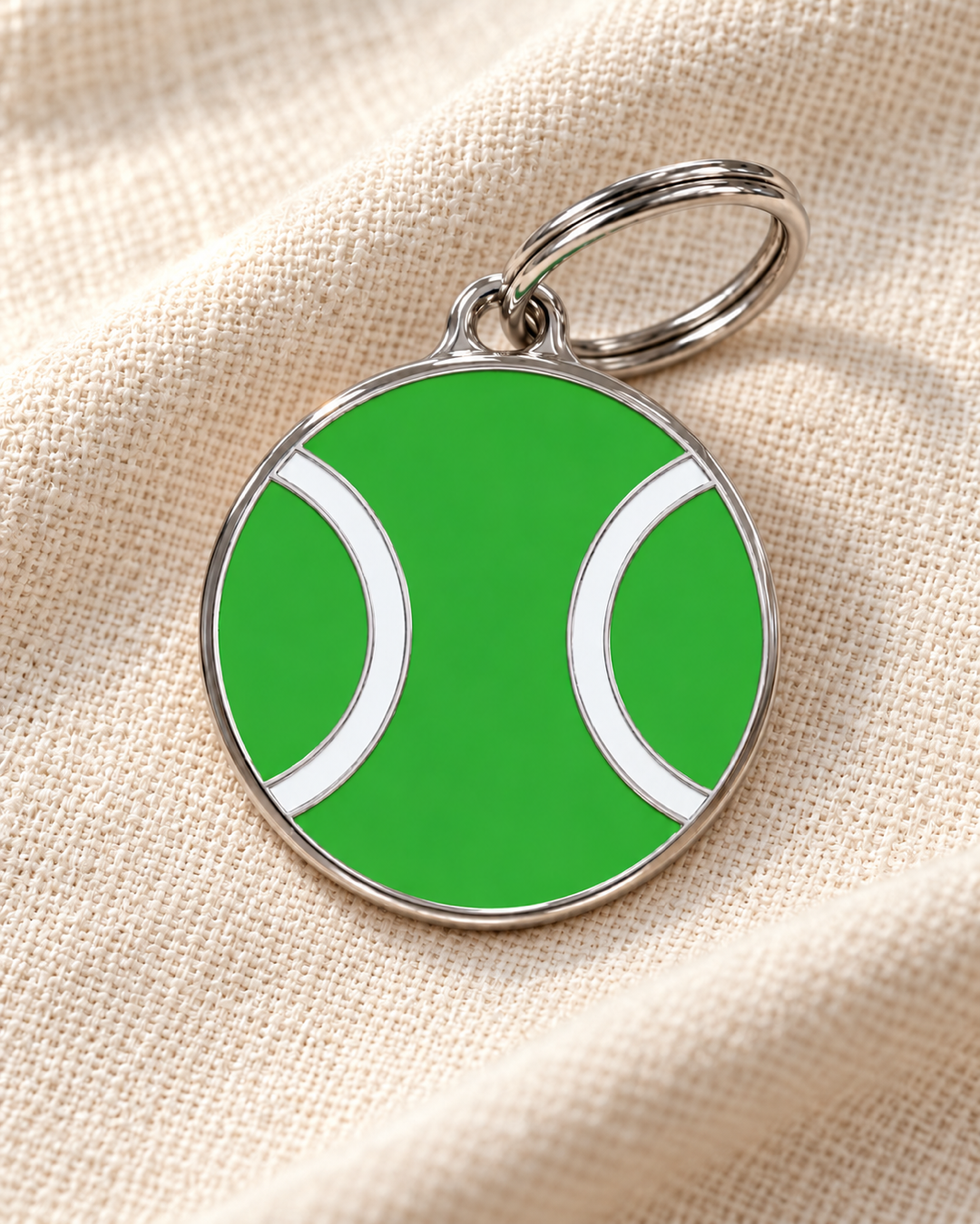 TAGiDOG Court Green Tennis ID Tag dog ID tag on light linen