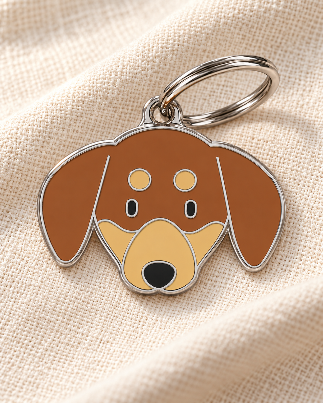 TAGiDOG Dachshund Dog ID Tag on light linen