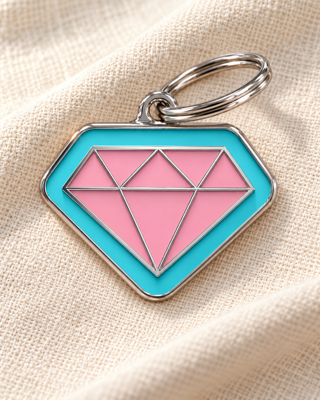 TAGiDOG Diamond Bubblepop ID Tag dog ID tag on light linen