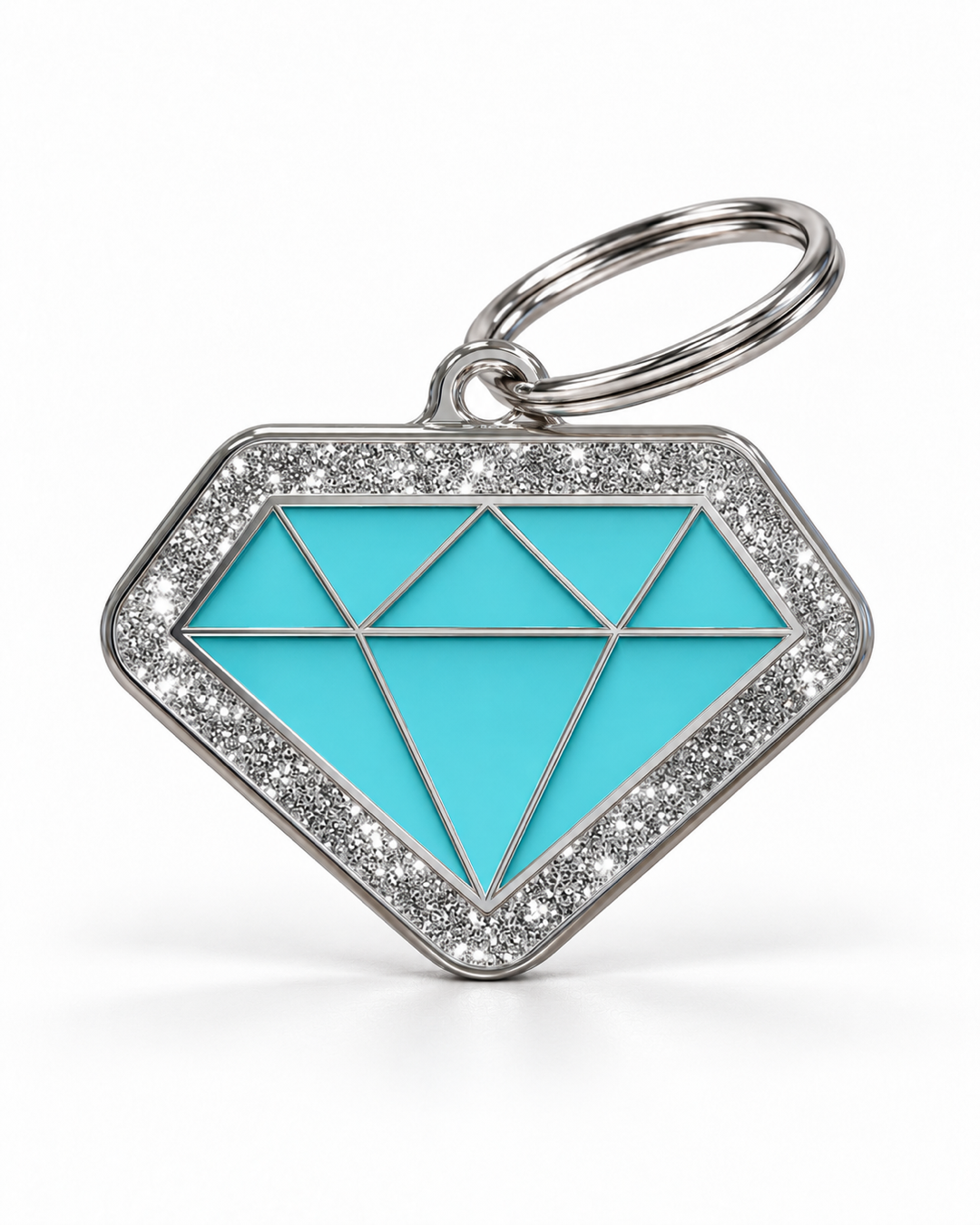 TAGiDOG Diamond Spark Blue ID Tag, front view on white