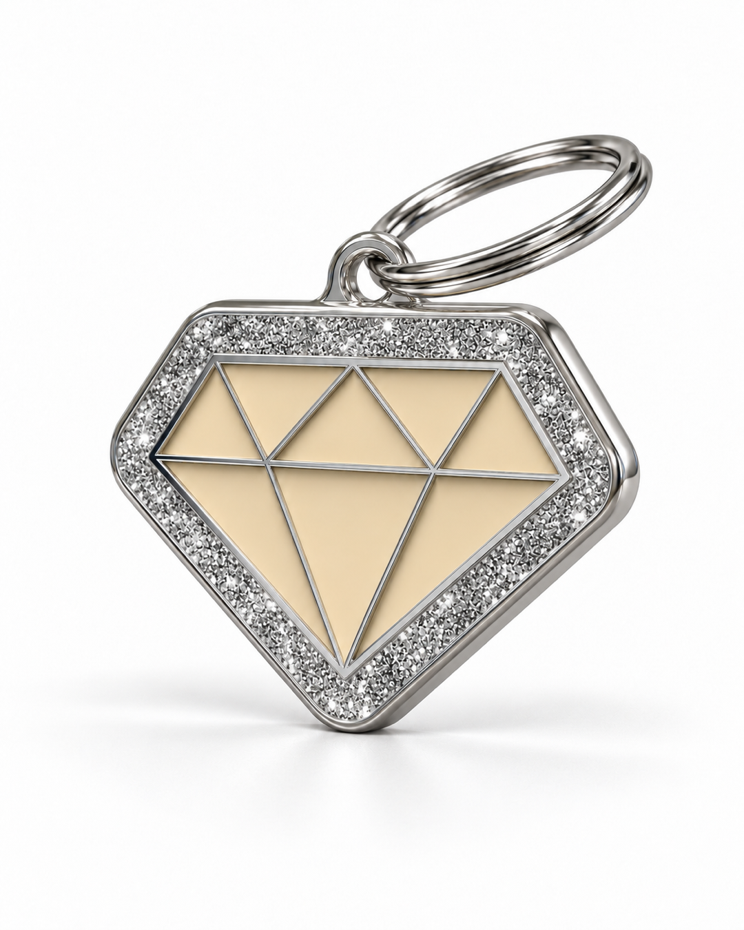 TAGiDOG Diamond Spark Cream ID Tag dog ID tag, angled view