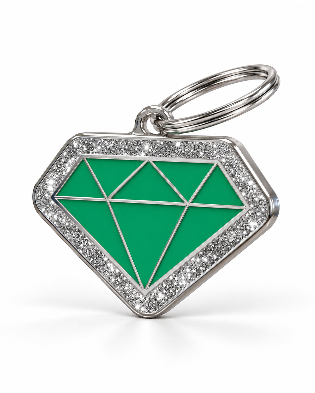 TAGiDOG Diamond Spark Green ID Tag, angled view