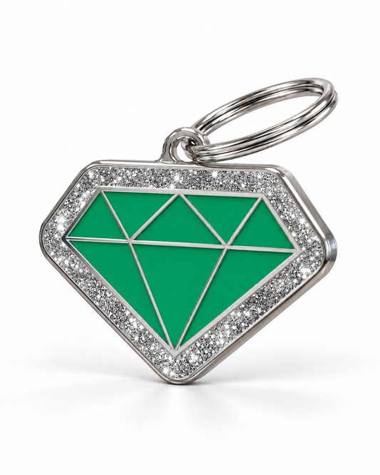 TAGiDOG Diamond Spark Green ID Tag, angled view