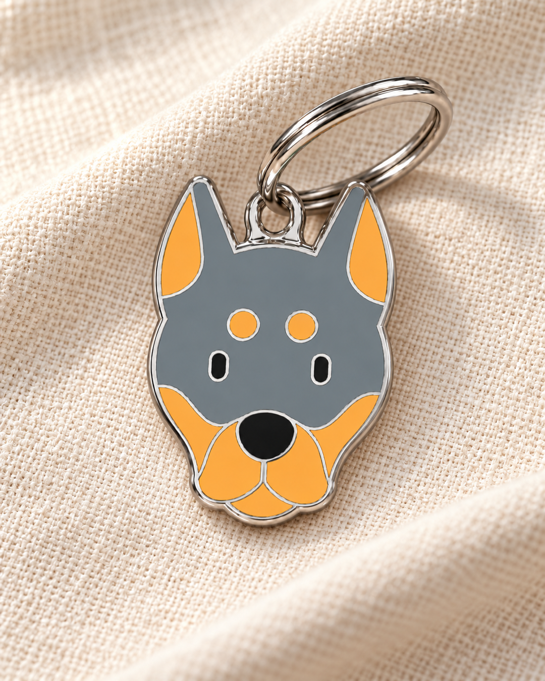 TAGiDOG Doberman Dog ID Tag on light linen