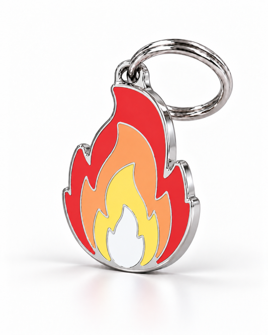 TAGiDOG Emoji Blaze dog ID tag, angled view