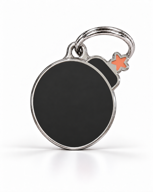 TAGiDOG Emoji Boom dog ID tag, front view on white