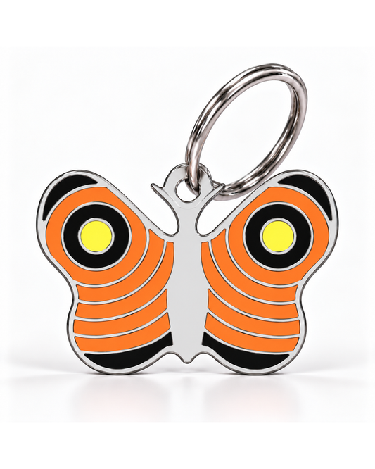 TAGiDOG Emoji Butterfly dog ID tag, front view on white