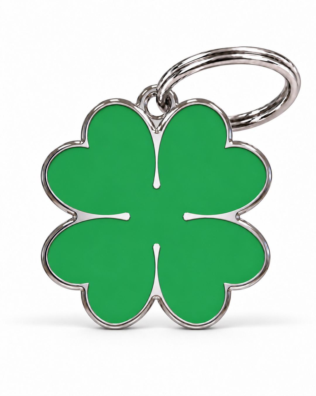 TAGiDOG Emoji Clover Charm dog ID tag, front view on white