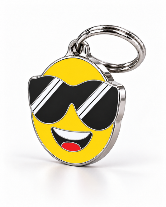 TAGiDOG Emoji Cool Pup dog ID tag, angled view