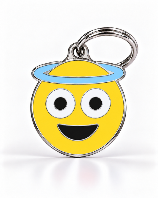 TAGiDOG Emoji Good Boy dog ID tag, front view on white
