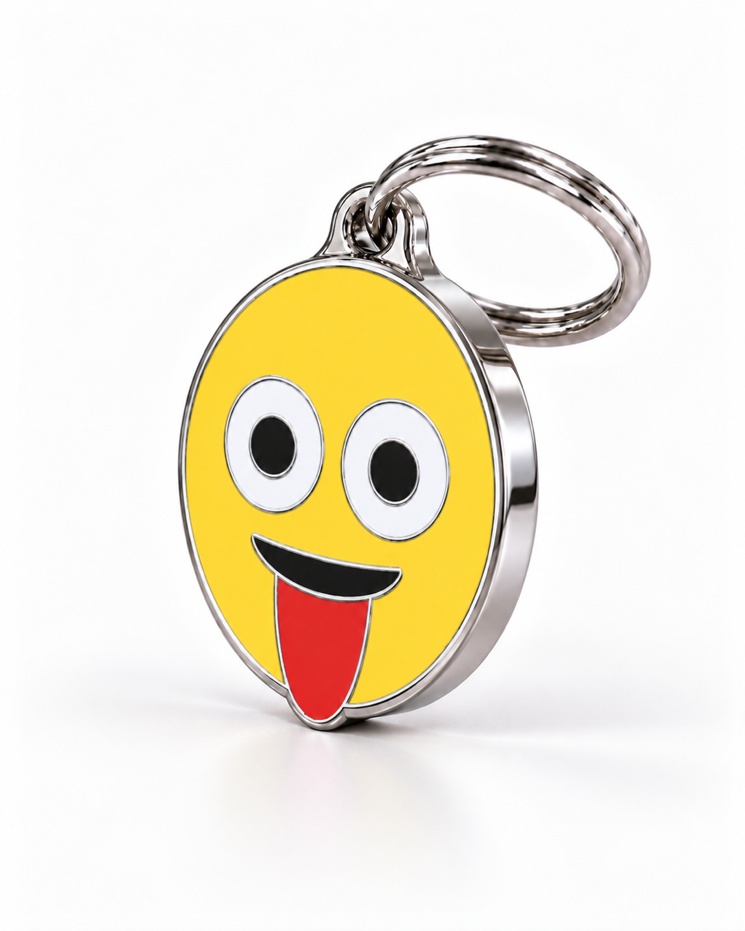 TAGiDOG Emoji Goofy dog ID tag, angled view