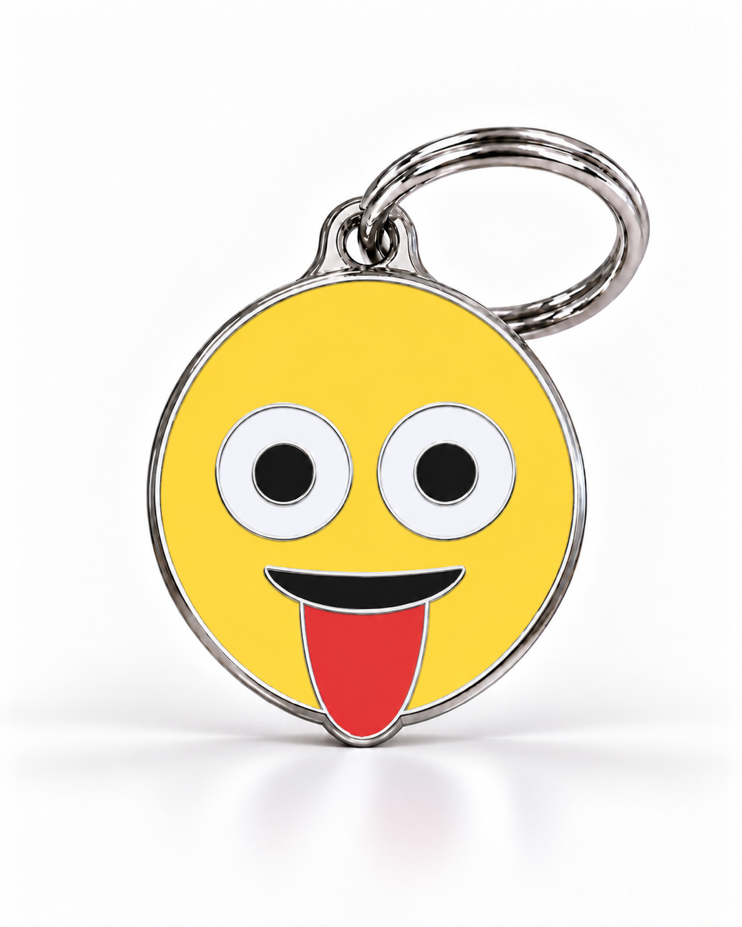 TAGiDOG Emoji Goofy dog ID tag, front view on white